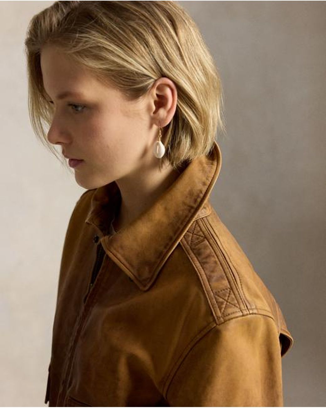 Polo Ralph Lauren Brown Cropped Leather Jacket