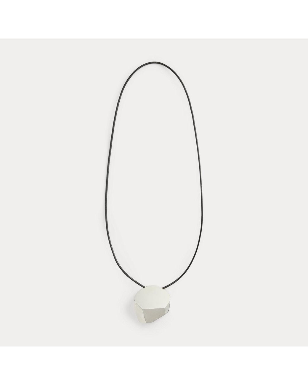Ralph Lauren Gray Tone Geometric Leather Necklace
