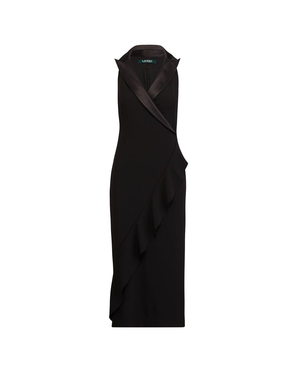 Ralph Lauren Crepe Tuxedo Dress in Black | Lyst