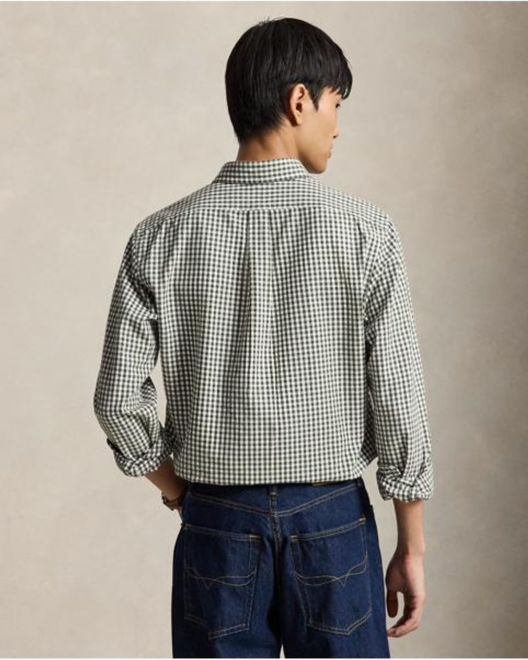 Polo Ralph Lauren Gray Custom Fit Gingham Oxford Shirt for men