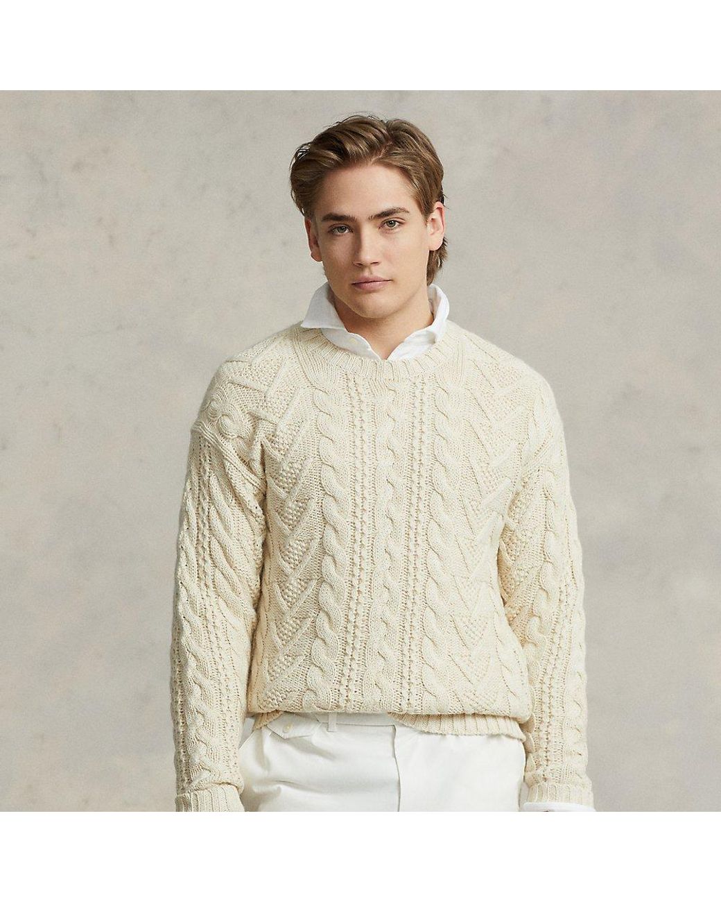 Ralph Lauren The Iconic Fisherman's Sweater in Natural for Men | Lyst