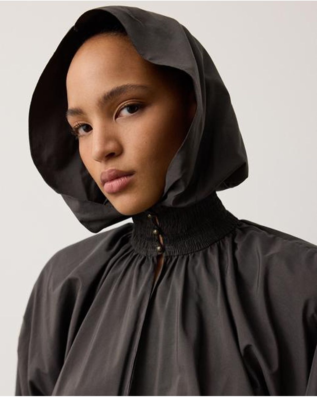 Ralph Lauren Black Graysen Hooded Poplin Top