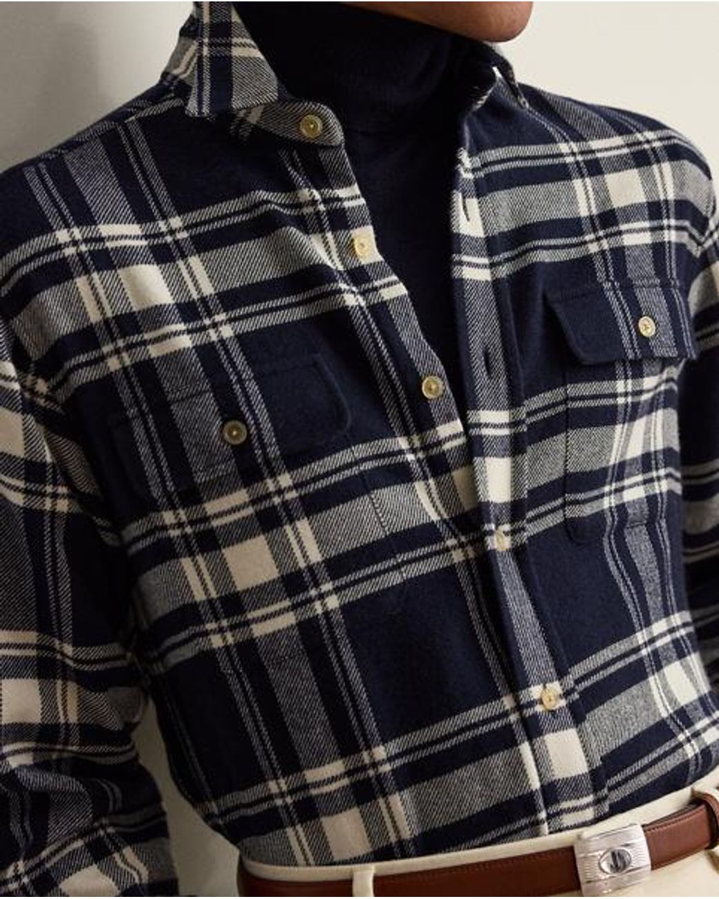 Ralph Lauren Black Plaid Flannel Shirt for men
