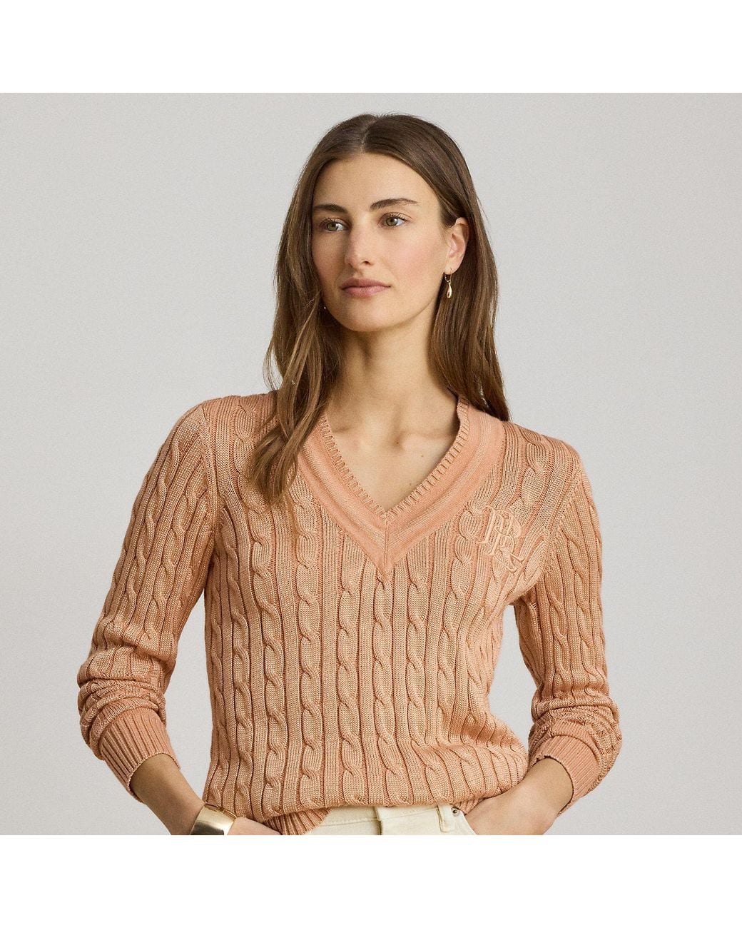 Ralph Lauren Brown Cable-Knit Cricket Jumper
