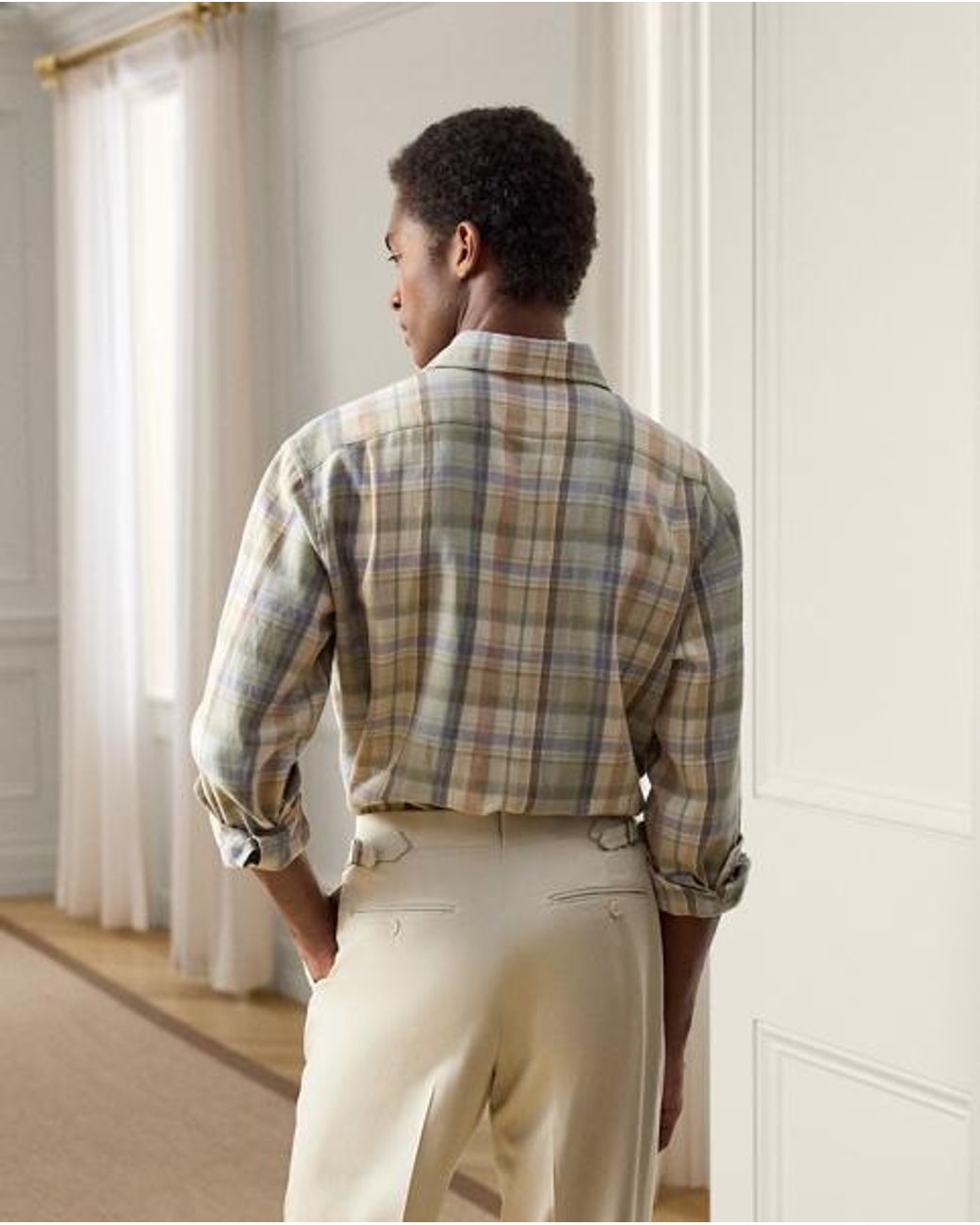 Ralph Lauren Natural Plaid Hemp-Cotton Shirt for men