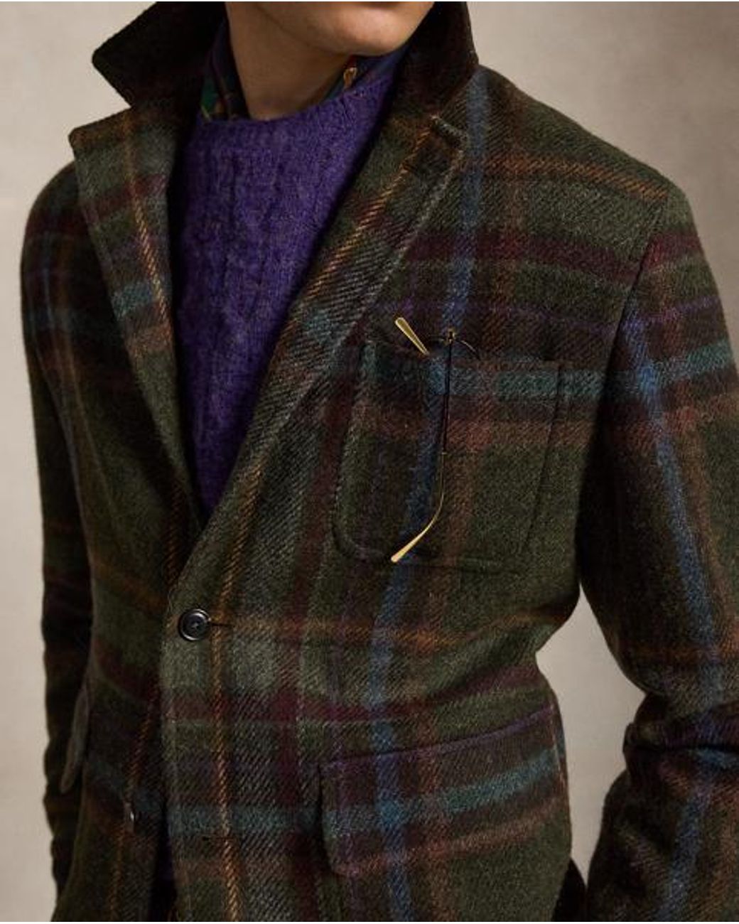 Polo Ralph Lauren Green Tailored Fit Plaid Tweed Blazer for men