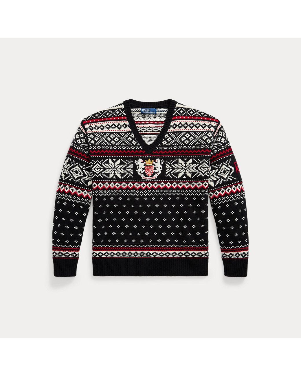 Polo Ralph Lauren Black Embroidered Wool Sweater for men