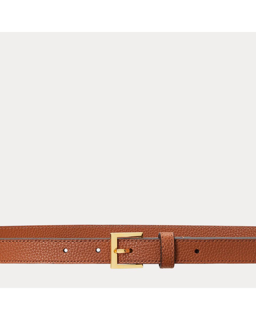Ralph Lauren Brown Pebbled Leather Skinny Belt
