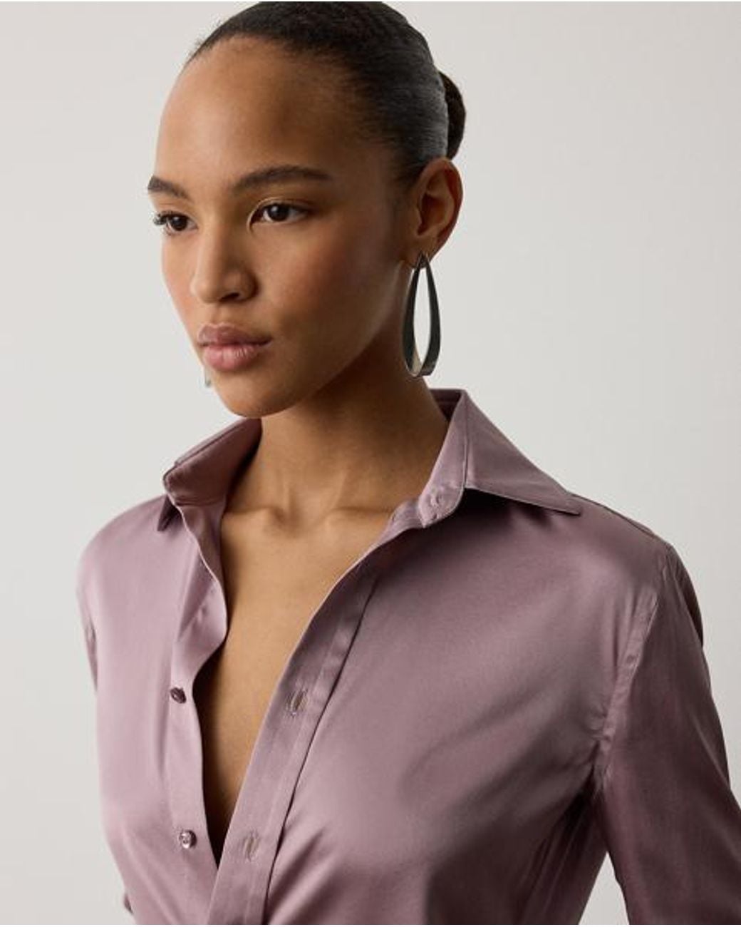 Ralph Lauren Purple Cameron Ii Straight Fit Charmeuse Shirt