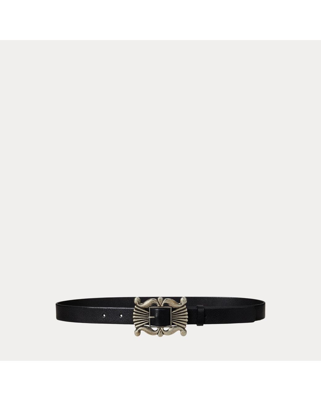 Polo Ralph Lauren Gray Decorative Buckle Leather Belt