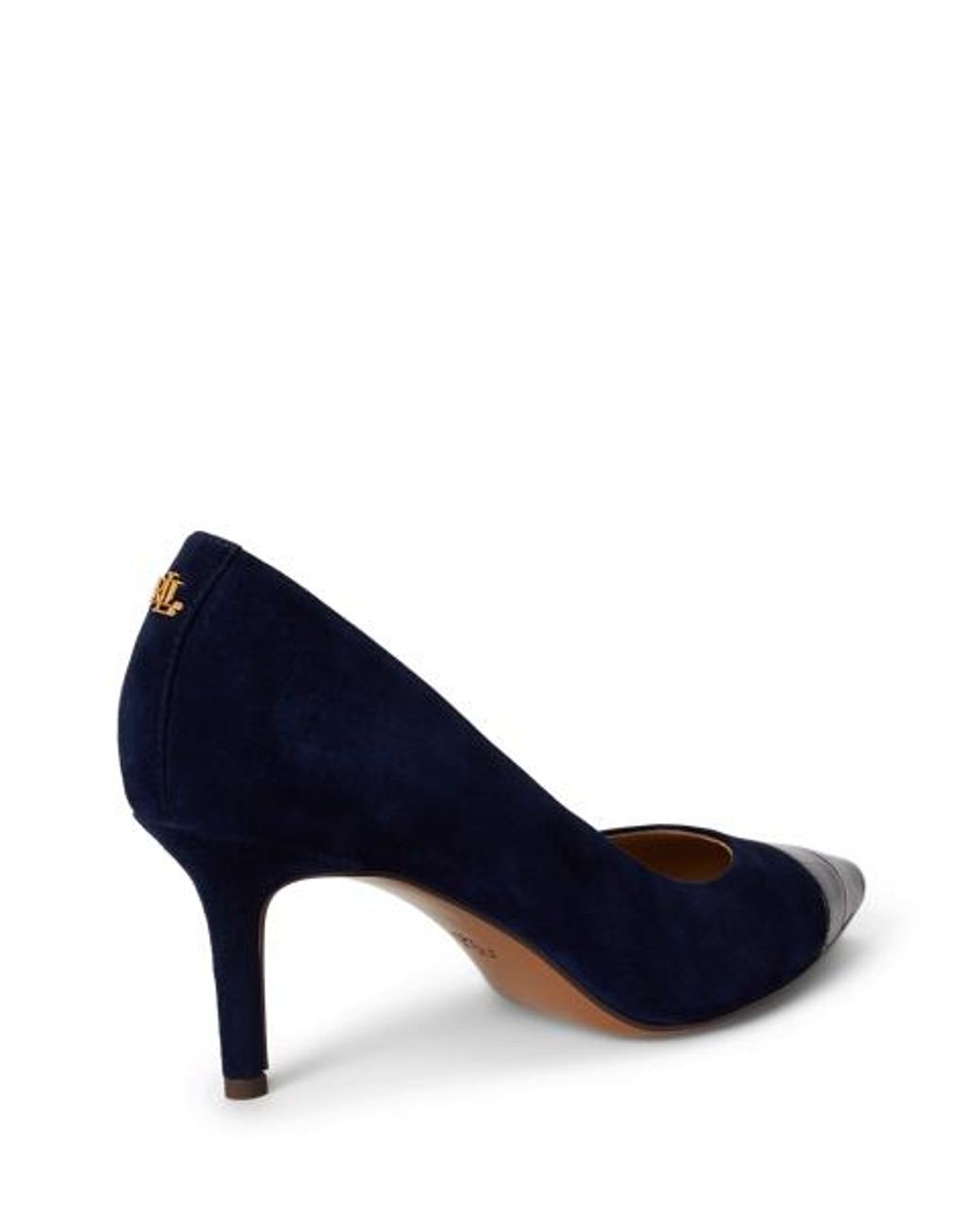 Ralph Lauren Blue Lanette Iii Suede & Croc-Embossed Pump