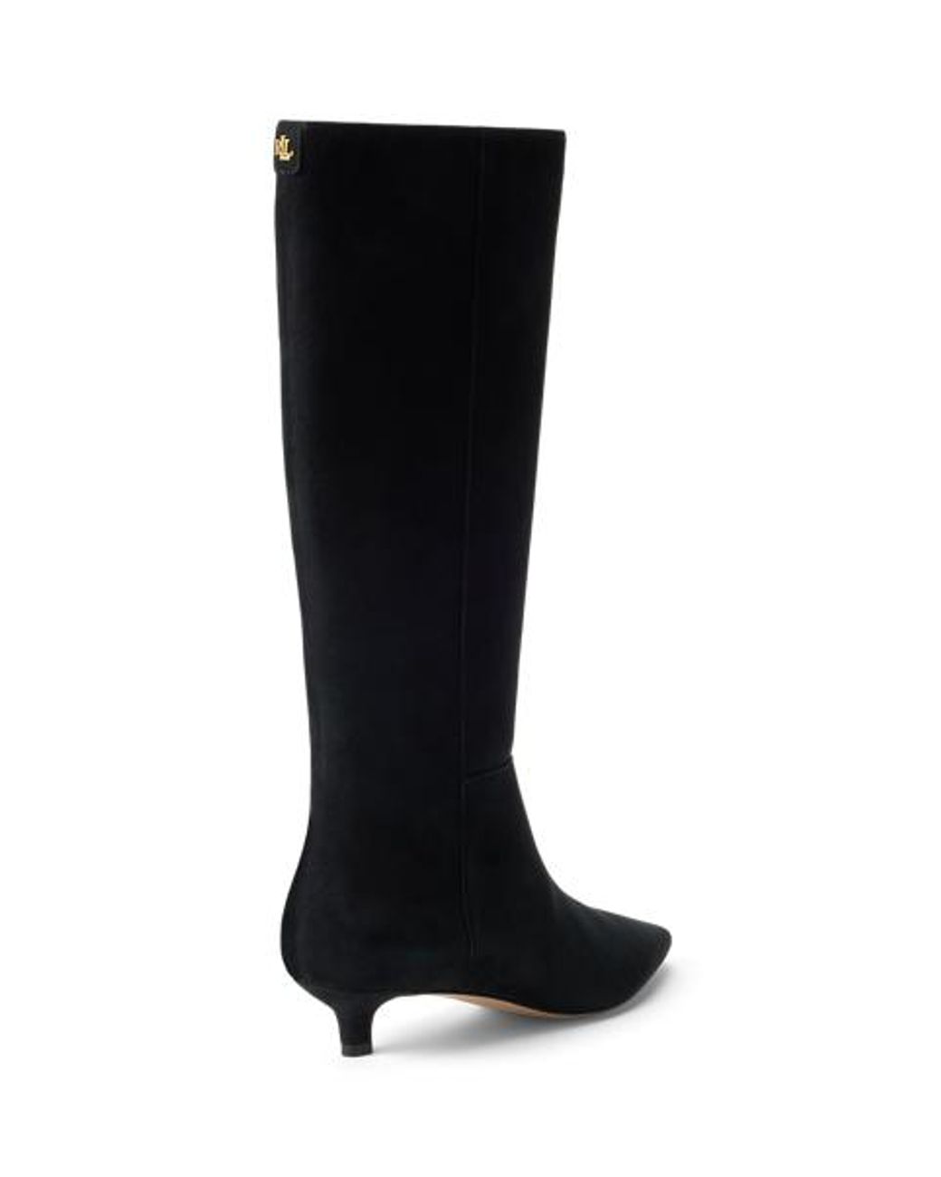 Ralph Lauren Black Francesca Sheep-Suede Tall Boot Heel