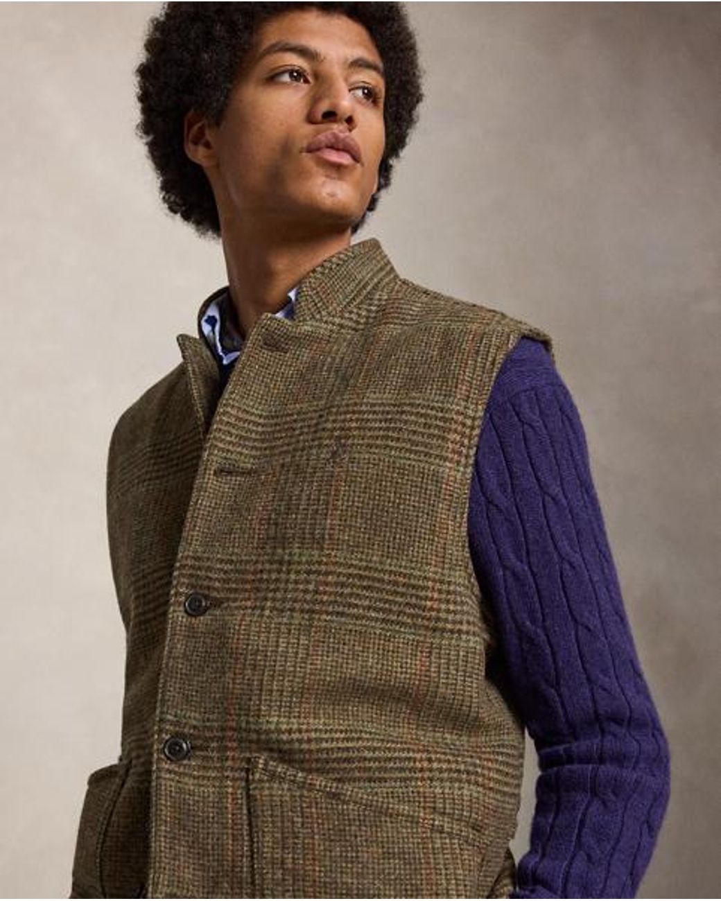 Polo Ralph Lauren Green The Langdon Plaid Tweed Waistcoat for men