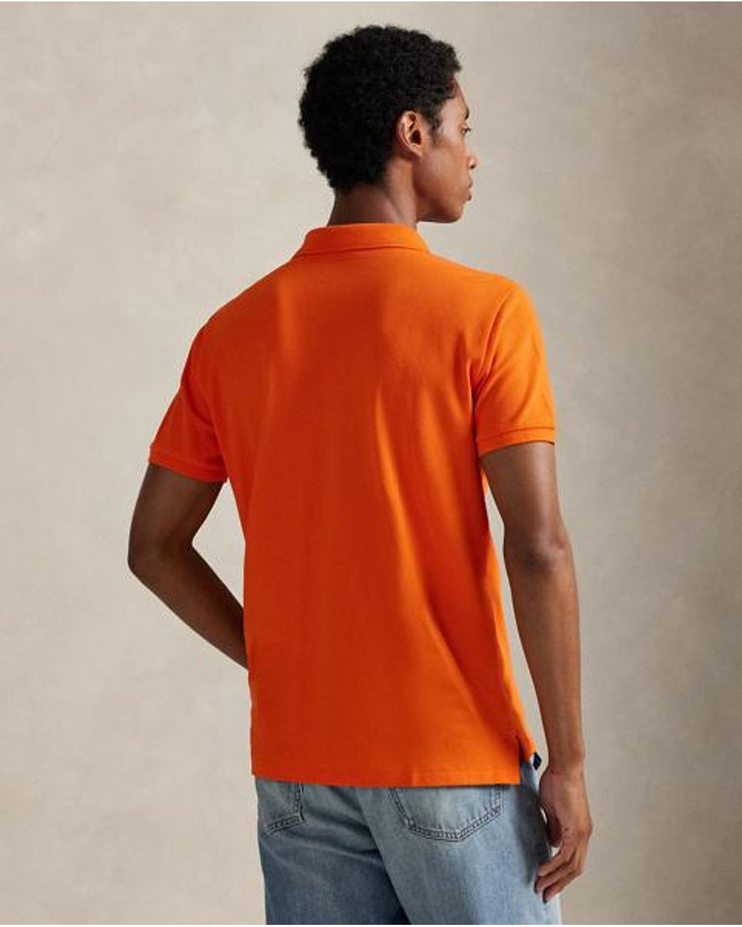 Polo Ralph Lauren Orange Custom Slim Fit Mesh Polo for men