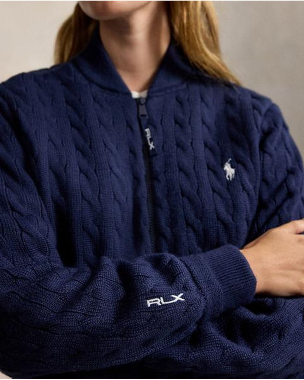 Ralph Lauren Blue Hybrid Cable-Knit Jacket