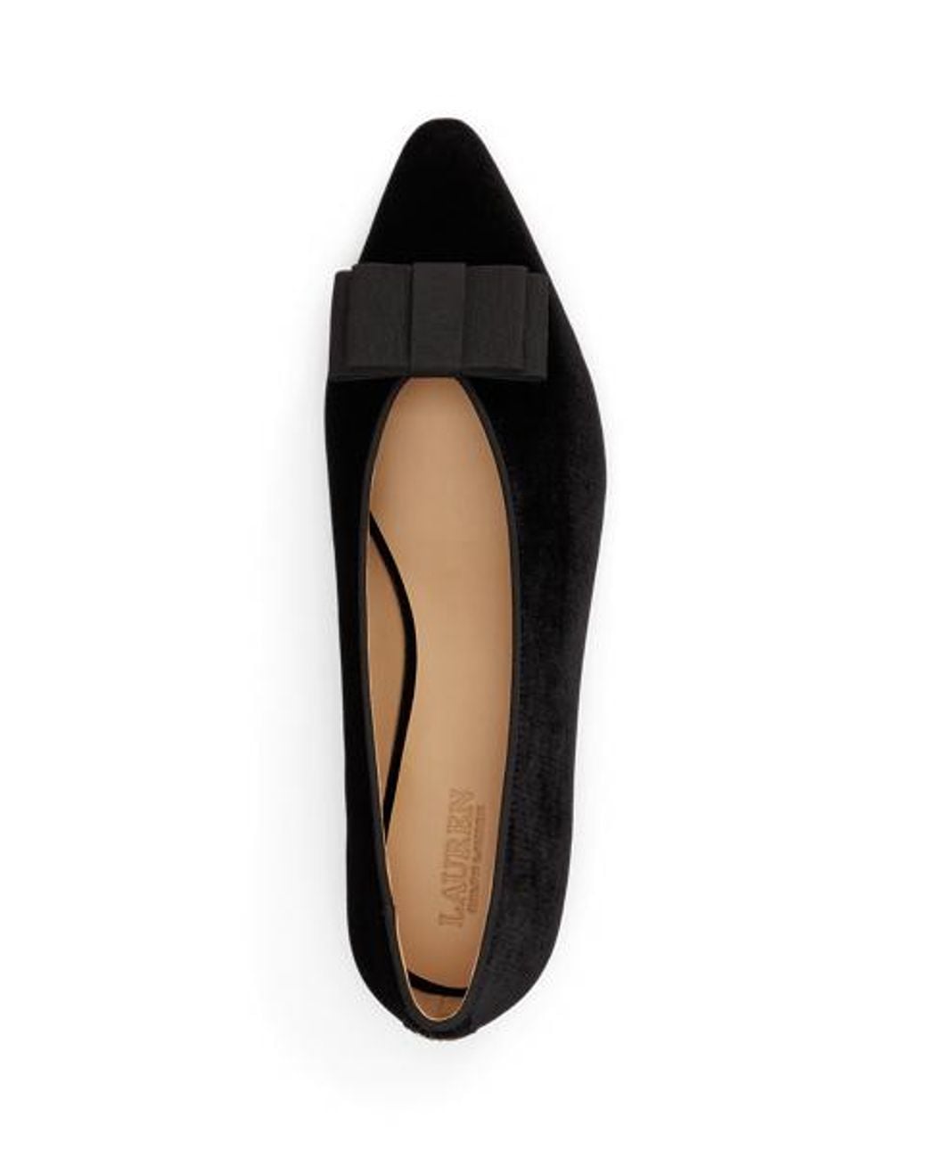 Ralph Lauren Black Audri Bow-Trim Velvet Ballet Flat