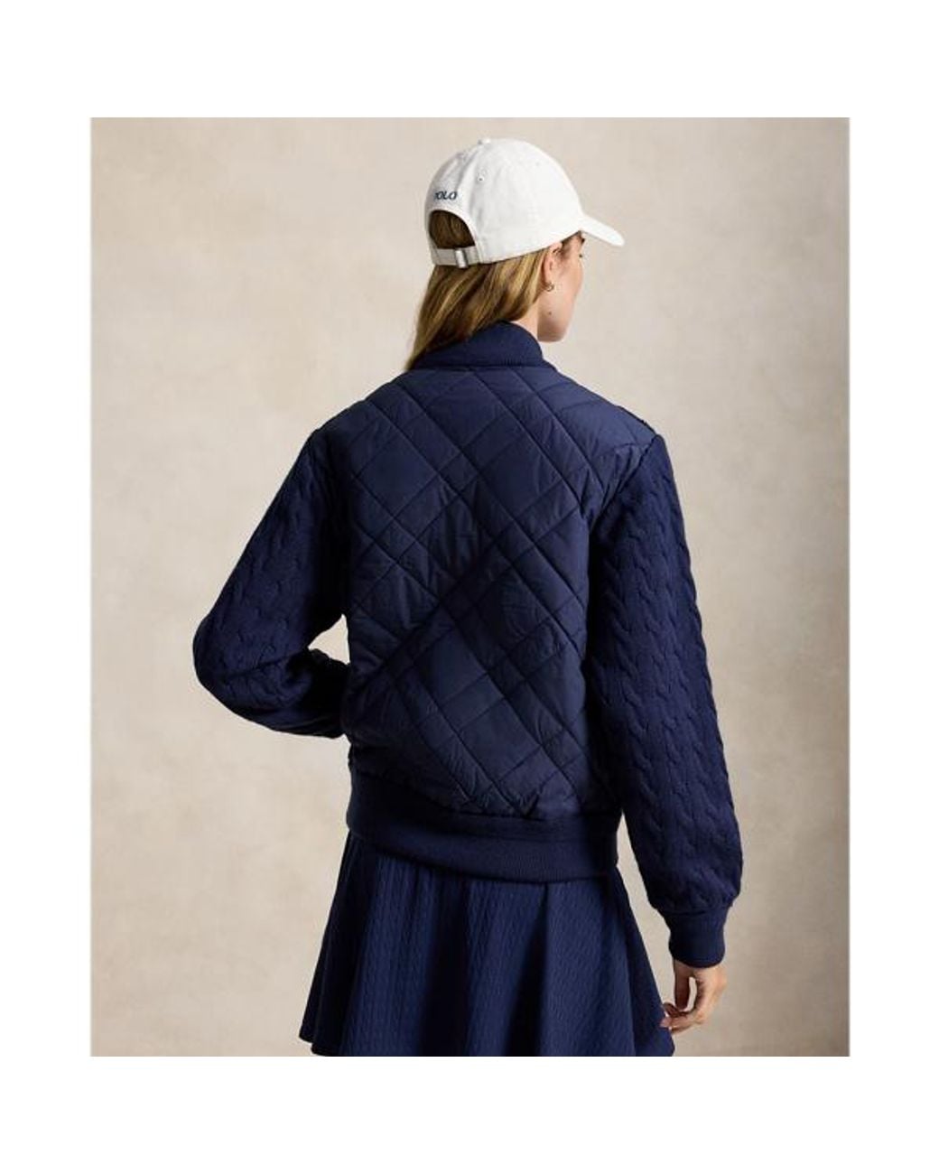 Giacca in maglia a trecce ibrida di Ralph Lauren in Blue