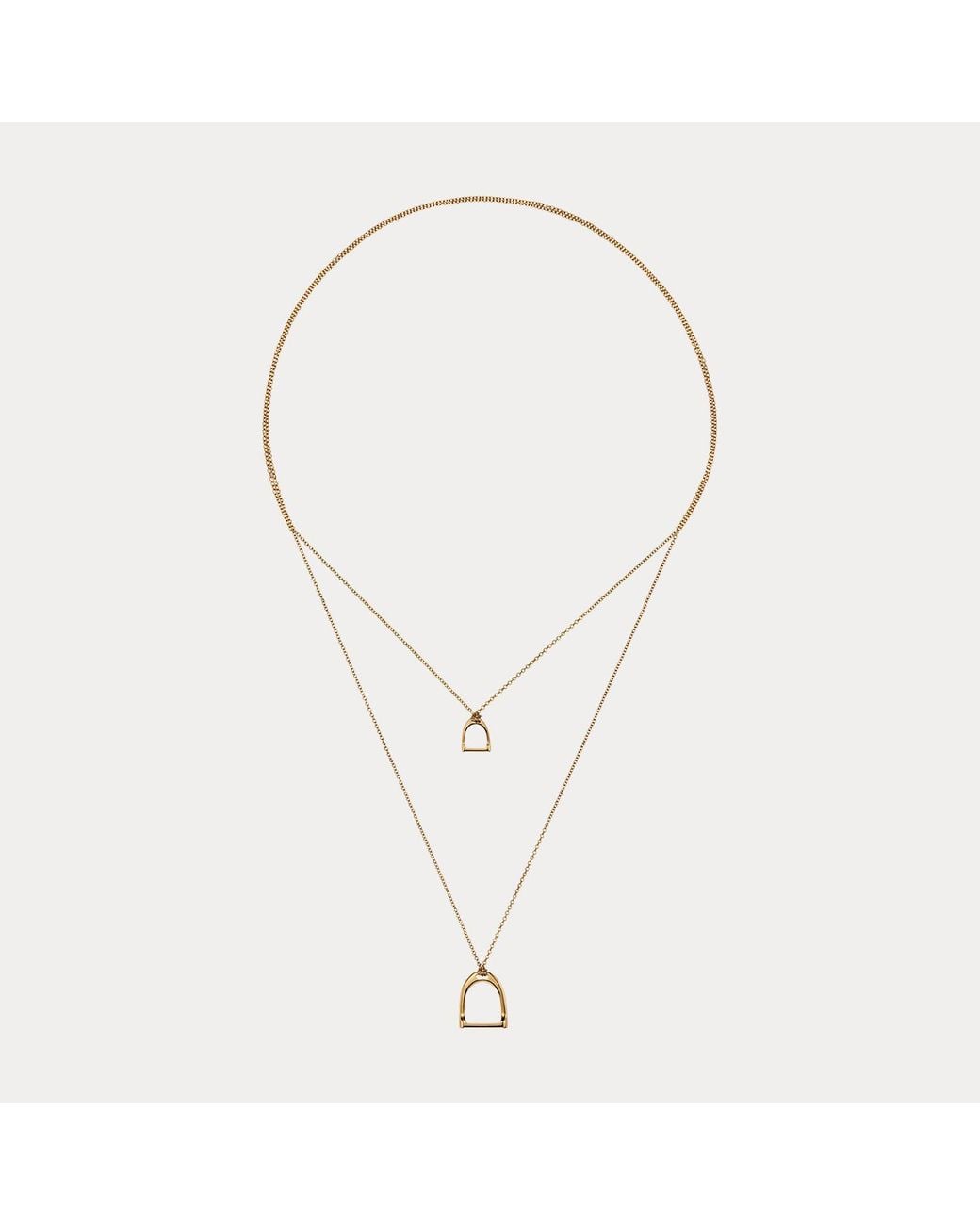 Ralph Lauren Metallic Rose Double-Stirrup Lariat Necklace