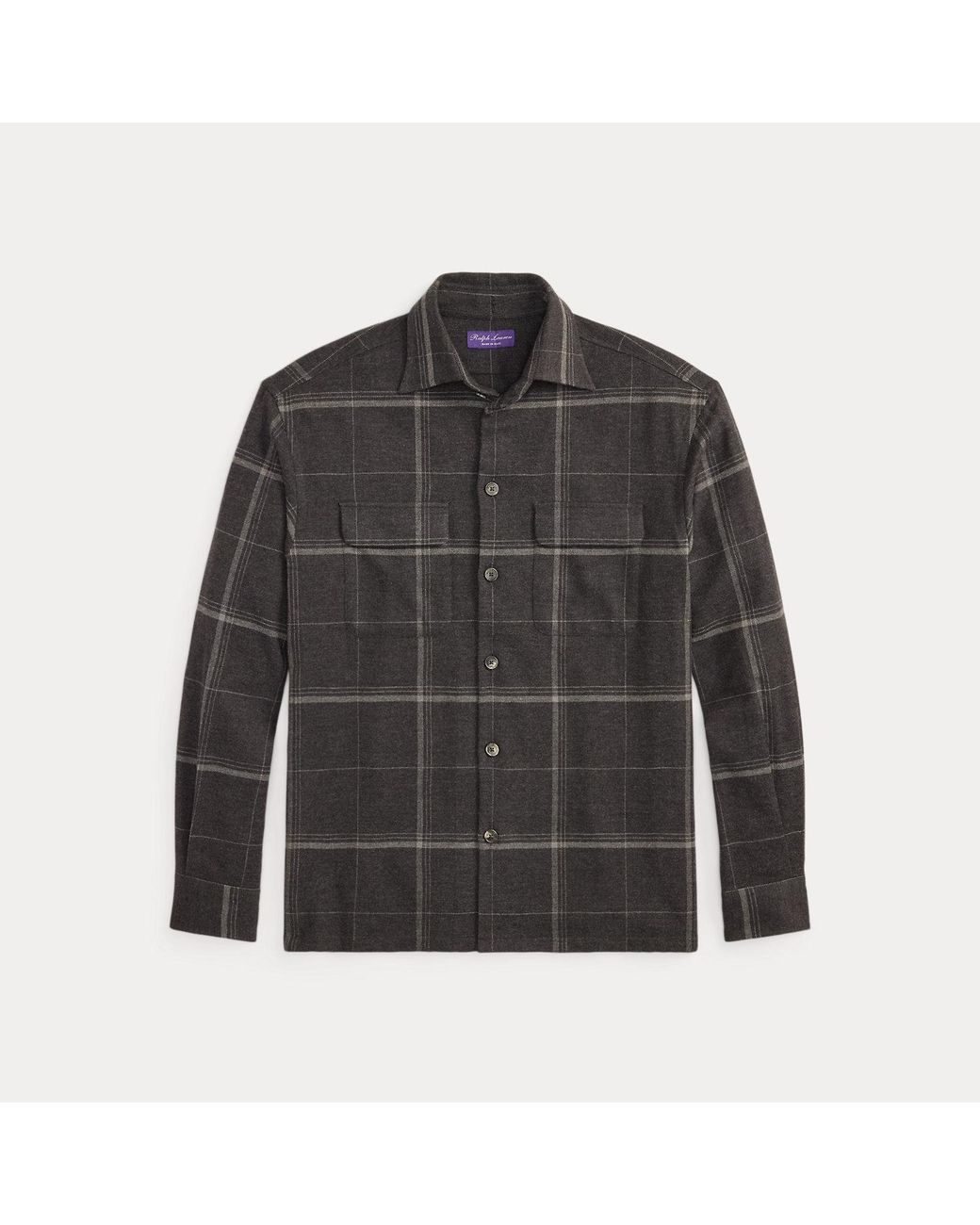 Ralph Lauren Black Plaid Brushed Camp Shirt for men