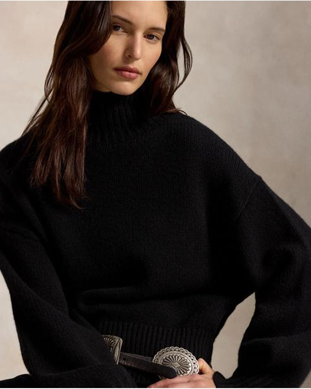 Polo Ralph Lauren Black Cashmere Funnelneck Jumper