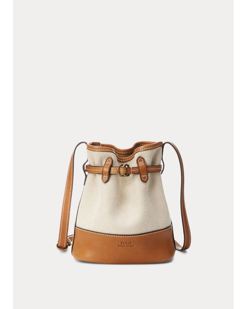 Polo Ralph Lauren Canvas Small Bellport Bucket Bag in Natural | Lyst UK
