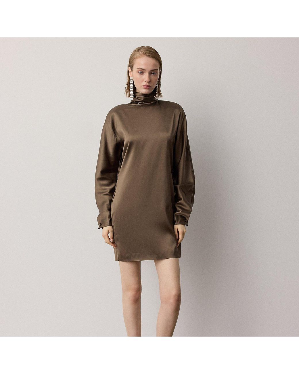 Ralph Lauren Brown Candi Satin Cocktail Dress