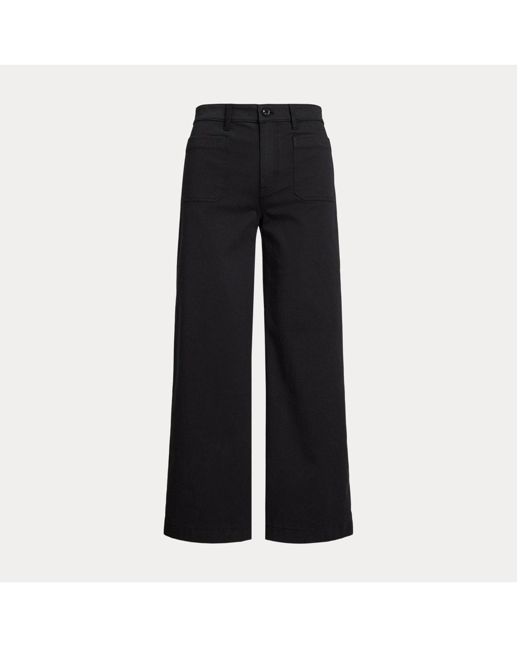 Ralph Lauren Black Stretch Chino Wide-Leg Cropped Trouser