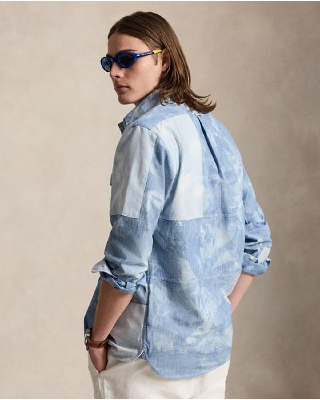 Polo Ralph Lauren Classic Fit Patchwork Chambray Overhemd in het Blue voor heren