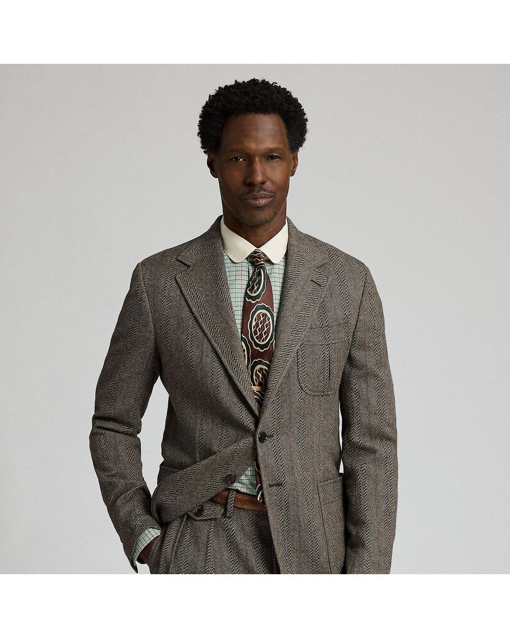 Ralph Lauren Multicolor Wool-Cotton Herringbone Suit Jacket for men