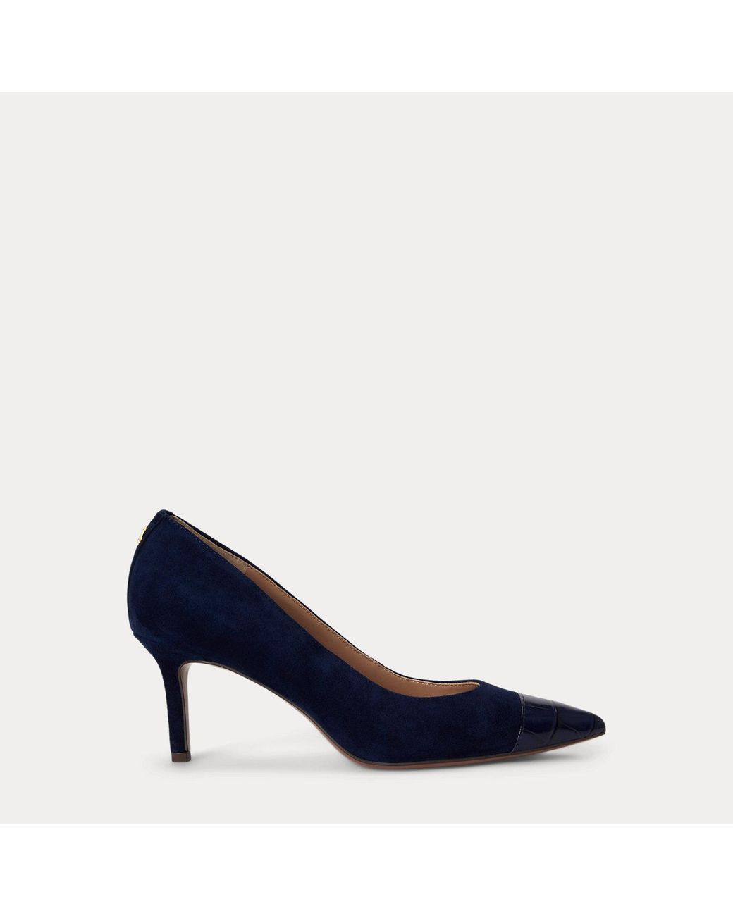 Ralph Lauren Blue Lanette Iii Suede & Croc-Embossed Pump