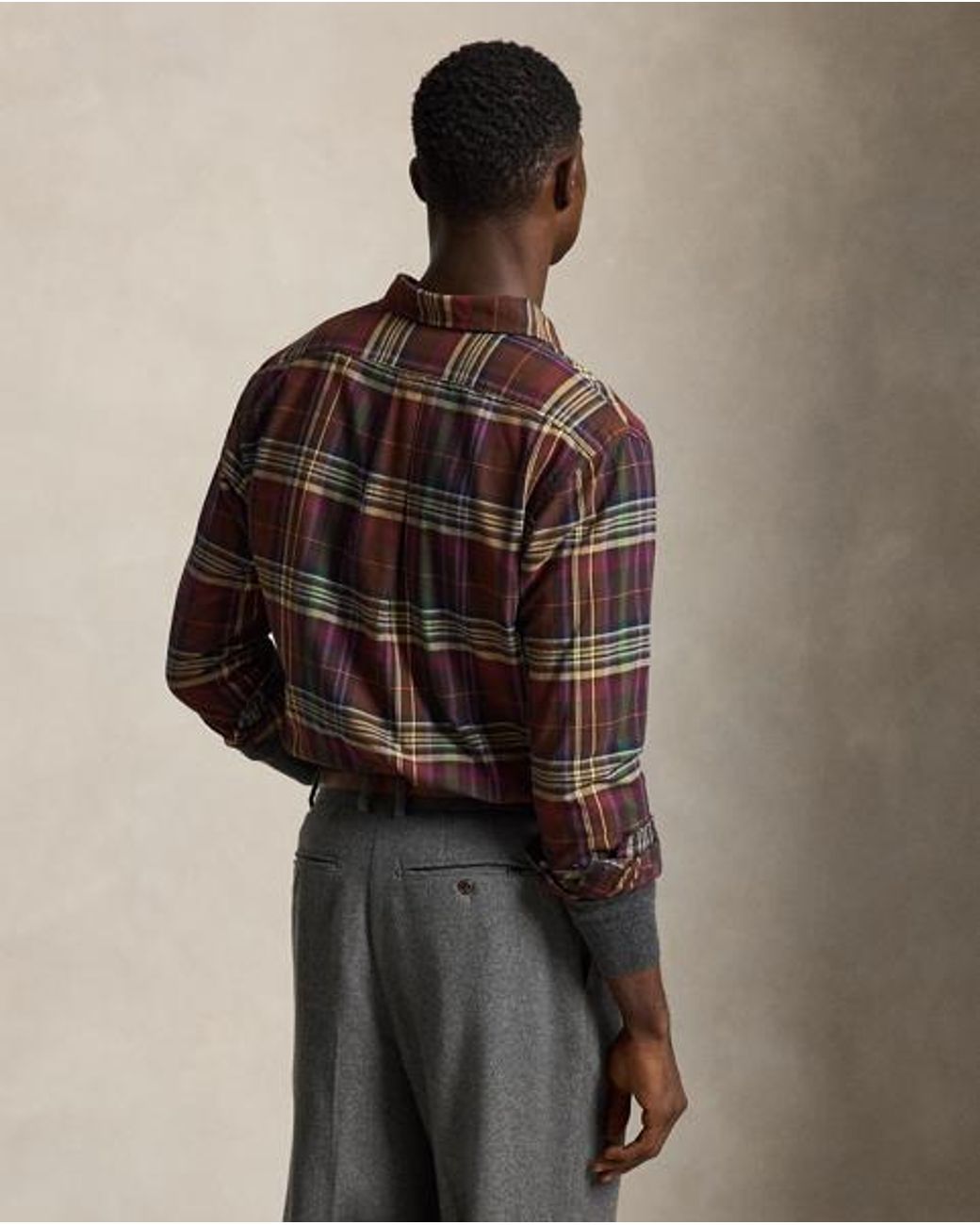 Polo Ralph Lauren Brown Custom Fit Plaid Oxford Shirt for men