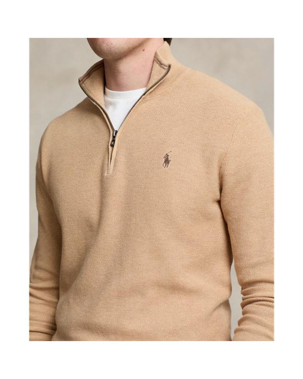Polo Ralph Lauren Natural Mesh-Knit Cotton Quarter-Zip Sweater for men