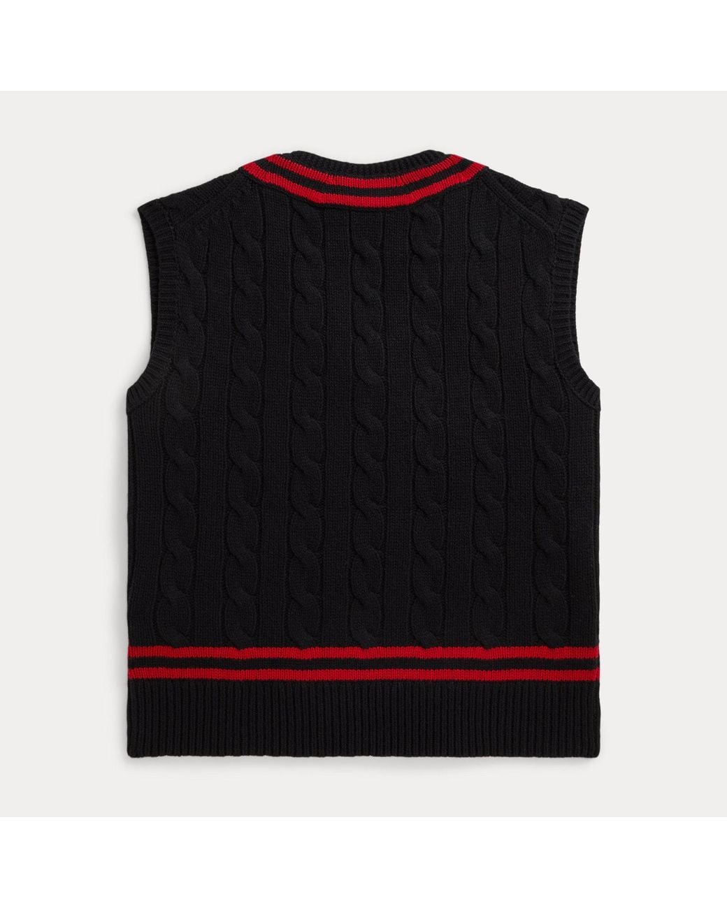 Polo Ralph Lauren Black Wool Cricket Sleeveless Jumper for men