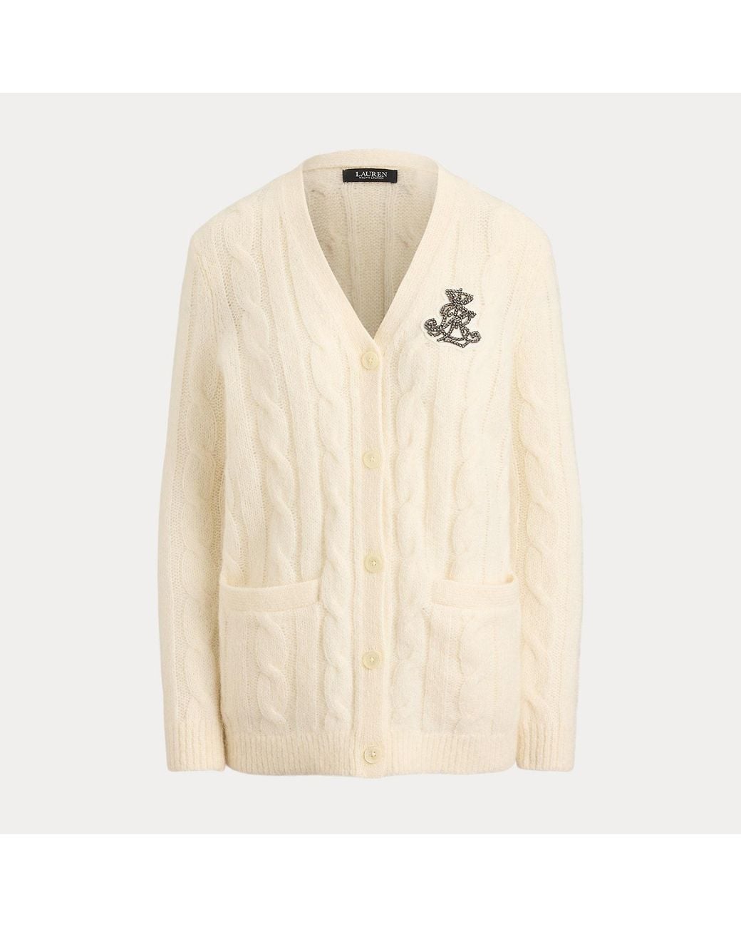 Ralph Lauren Natural Bullion Cable-Knit Cardigan