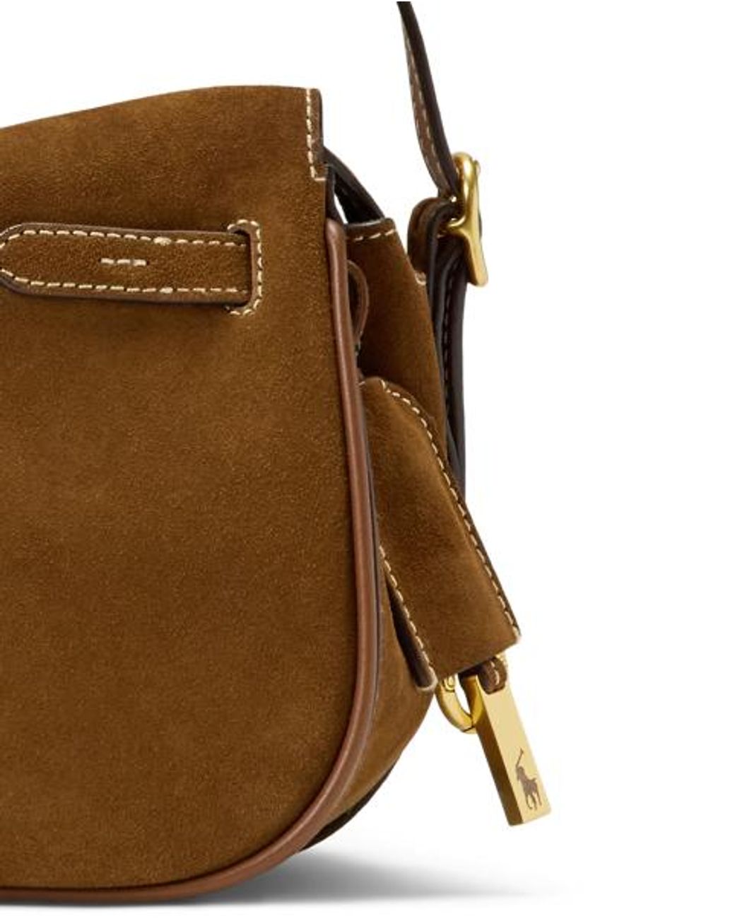 Polo Ralph Lauren White Polo Id Suede Mini Satchel