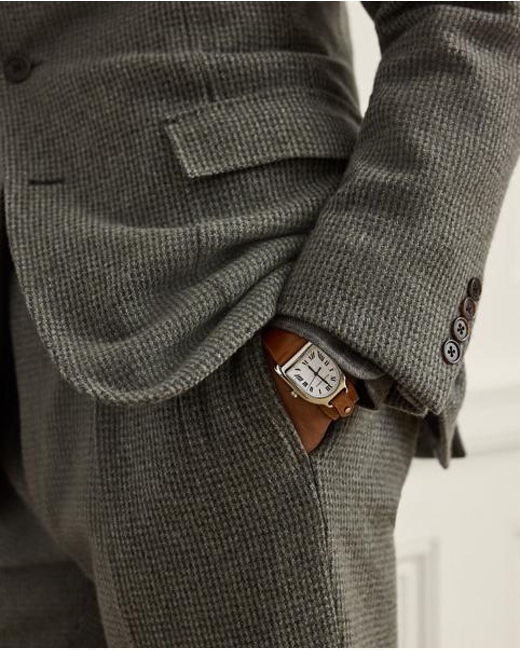 Ralph Lauren Gray Kent Hand-Tailored Tick-Weave Jacket for men