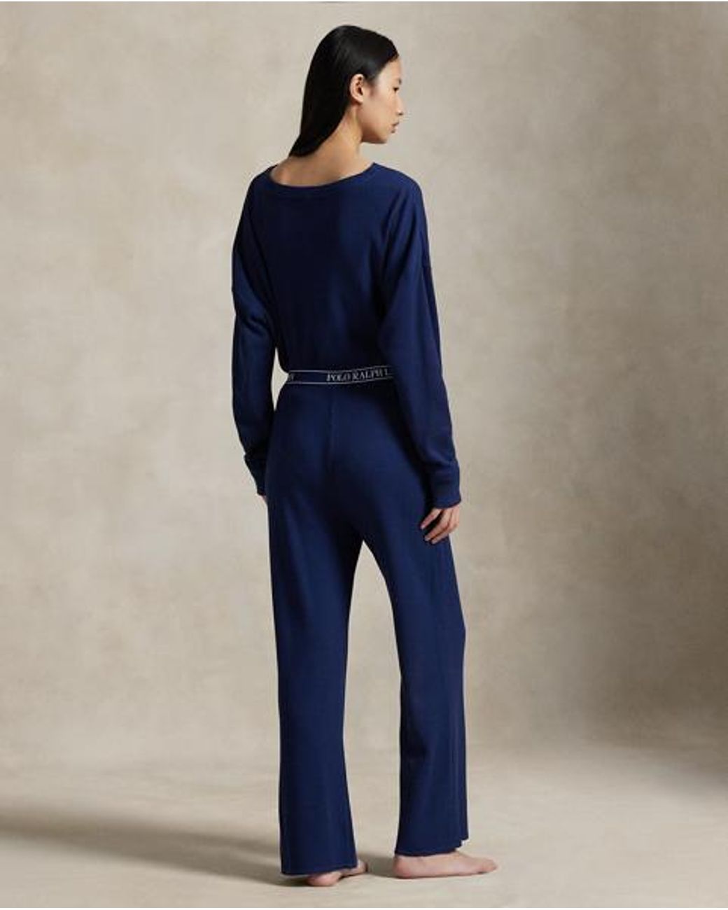 Polo Ralph Lauren Blue Waffle-Knit Long-Sleeve Pyjama Set