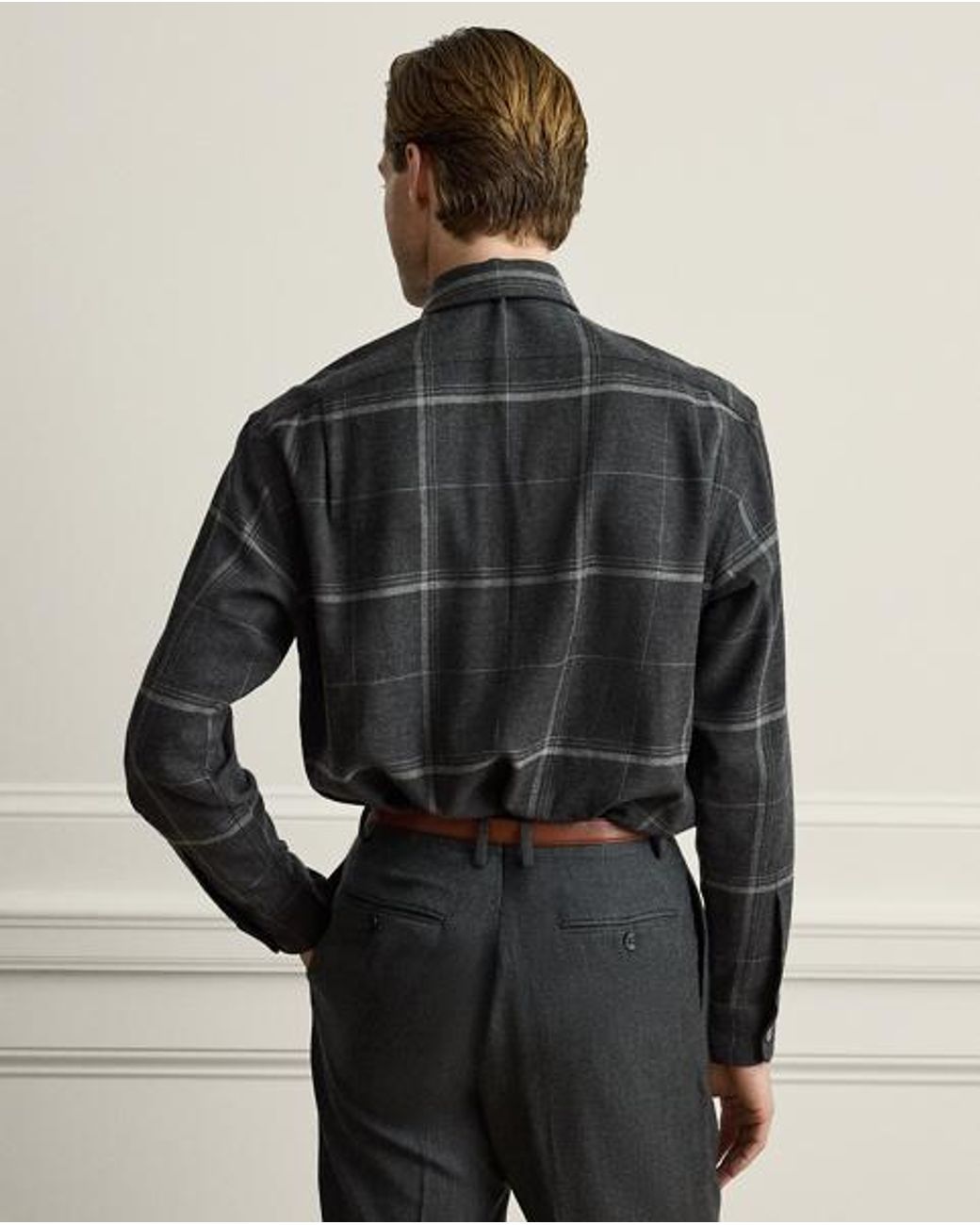 Ralph Lauren Black Plaid Brushed Camp Shirt for men