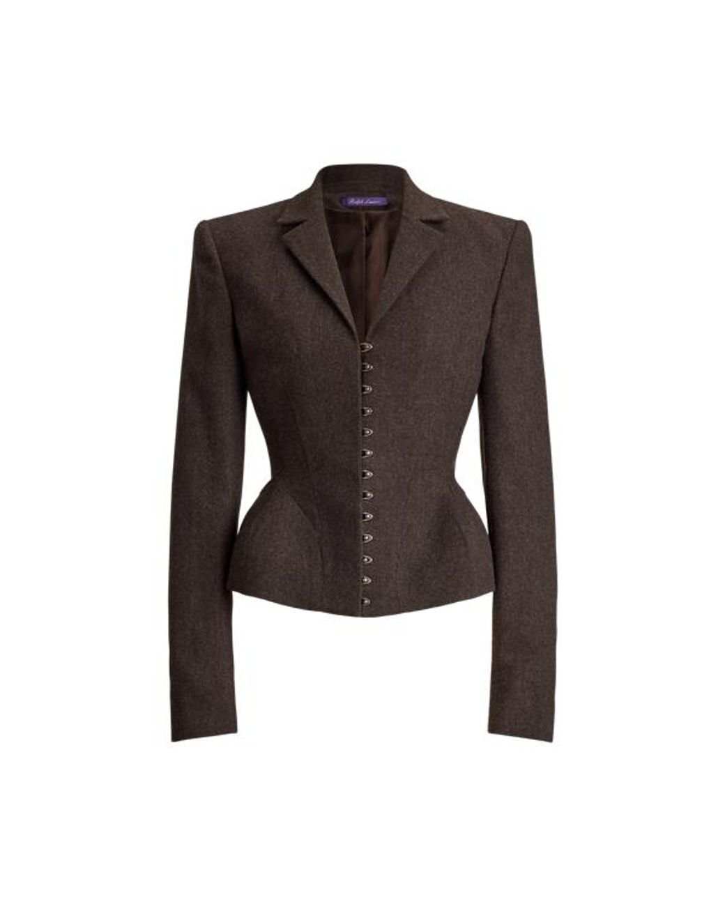 Ralph Lauren Black Joleene Wool Herringbone Jacket