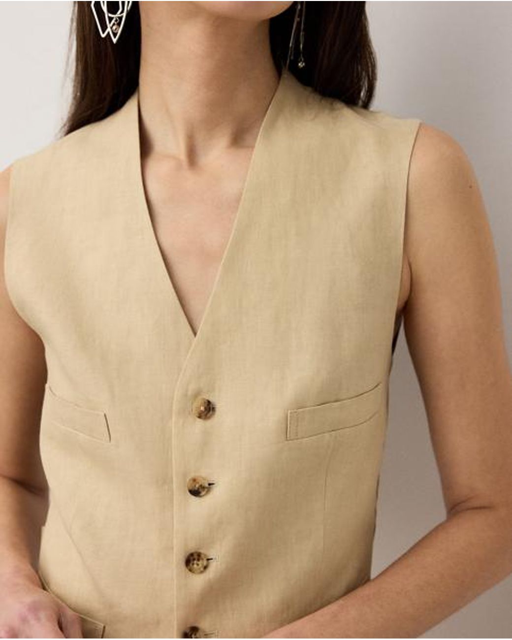 Ralph Lauren Natural Jaiden Linen Waistcoat