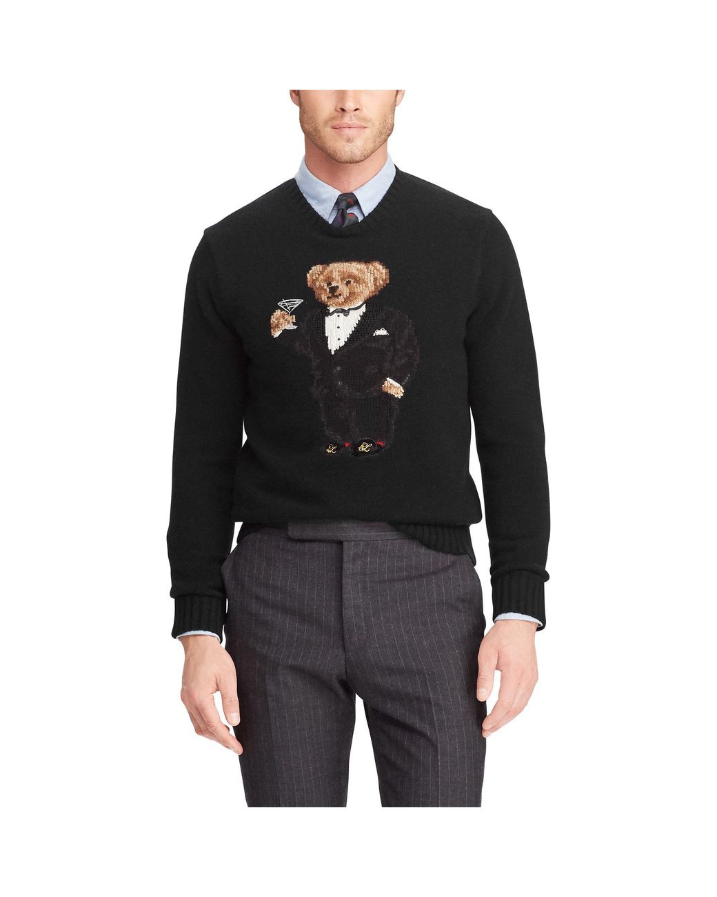 Polo Ralph Lauren Martini Bear Wool Jumper in Black for Men | Lyst