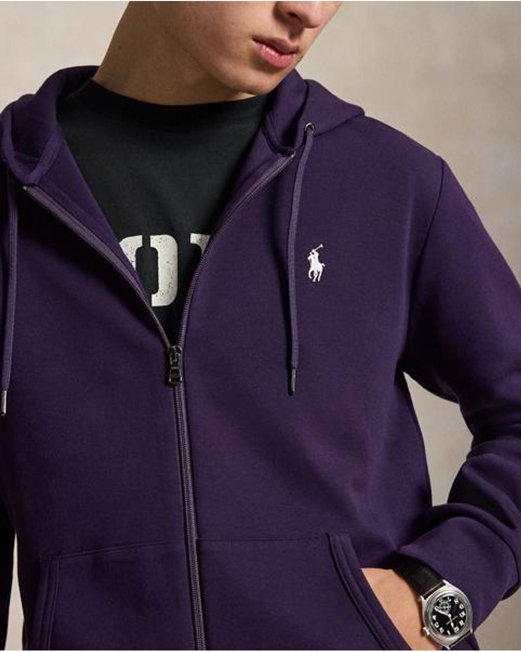 Polo Ralph Lauren Blue Double-Knit Full-Zip Hoodie for men