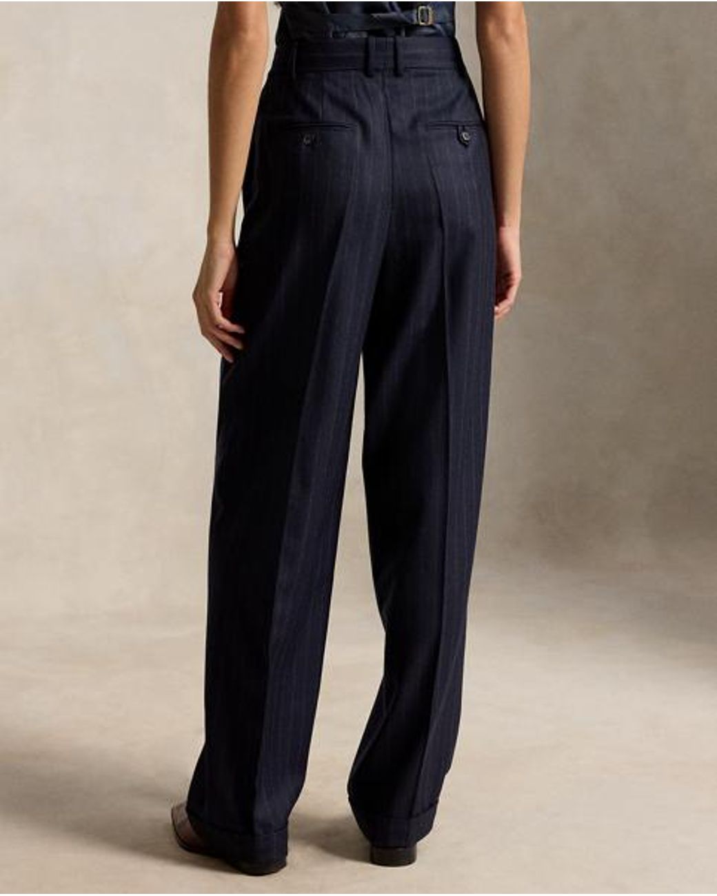 Ralph Lauren Blue Bacall Pinstripe Wool Trouser
