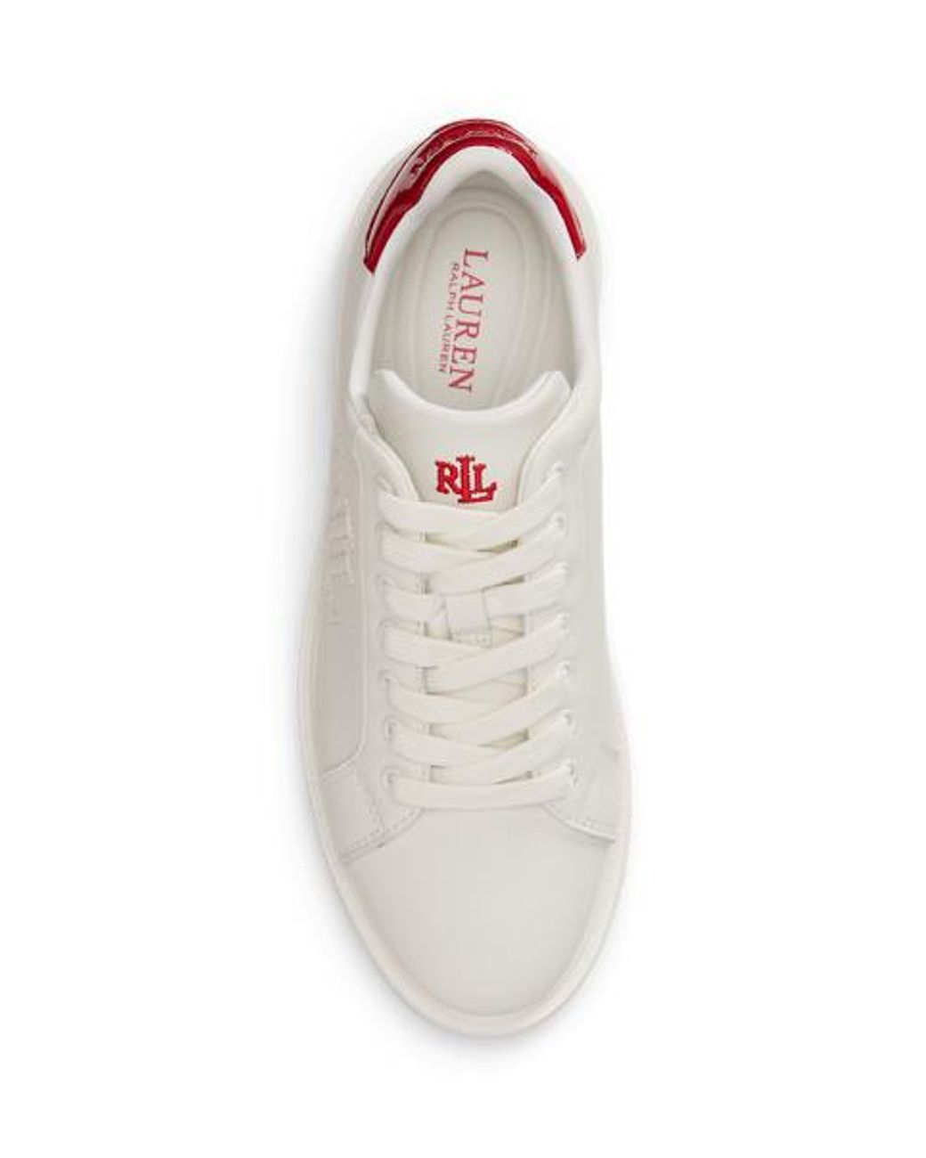 Ralph Lauren White Ainsley Smooth & Crinkle Leather Trainer