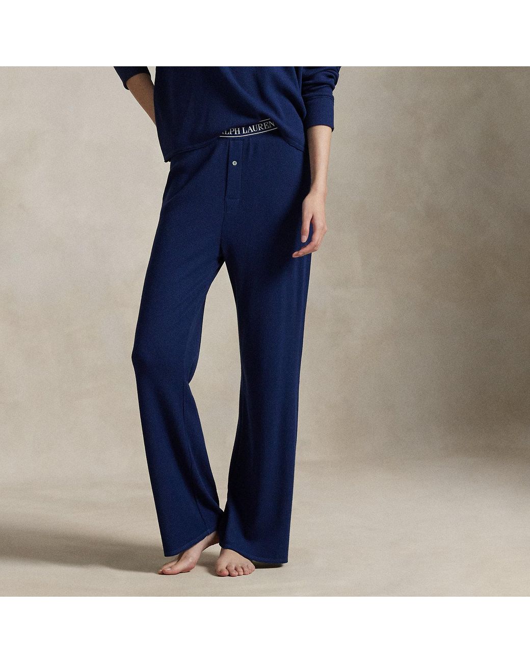 Polo Ralph Lauren Blue Waffle-Knit Long-Sleeve Pyjama Set