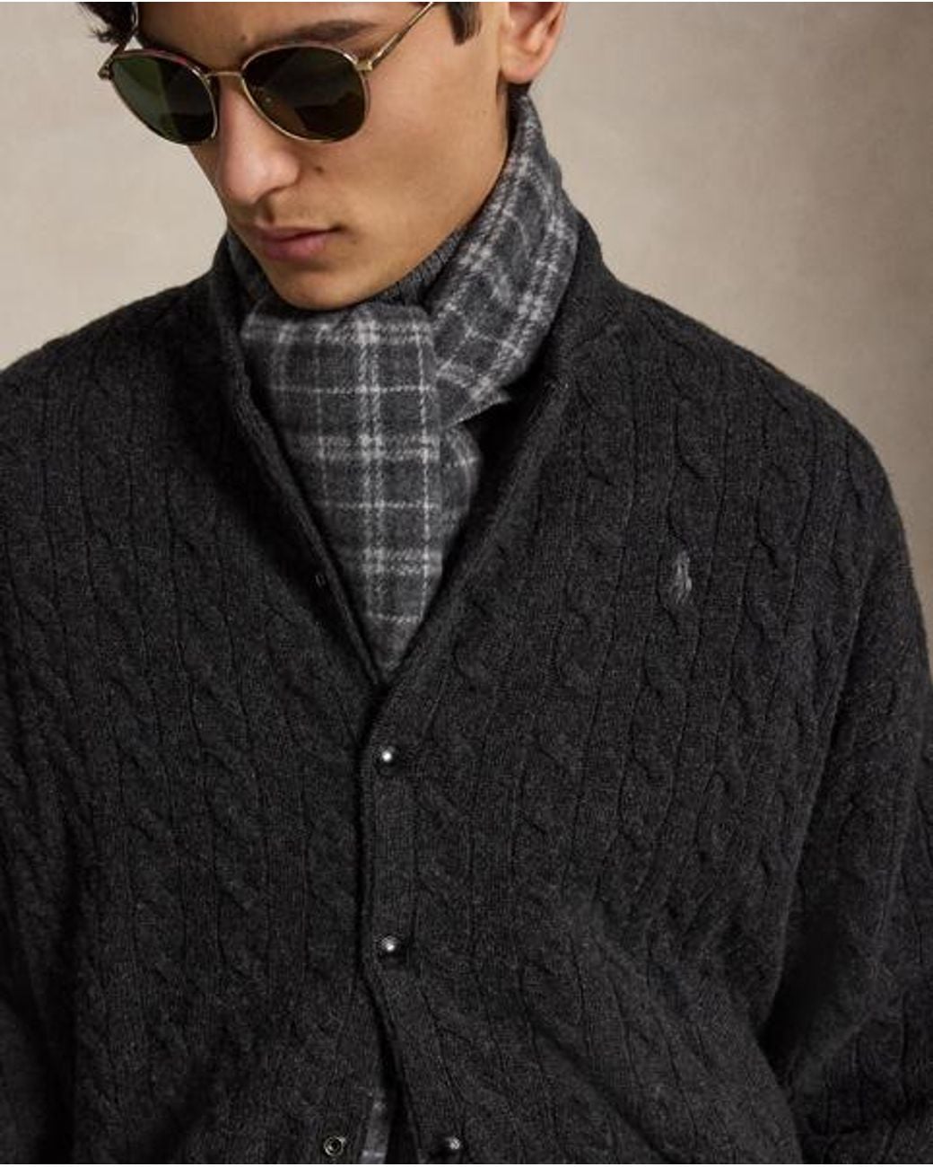 Polo Ralph Lauren Black Ralph Lauren Relaxed Fit Cable-Knit Sweater Jacket for men
