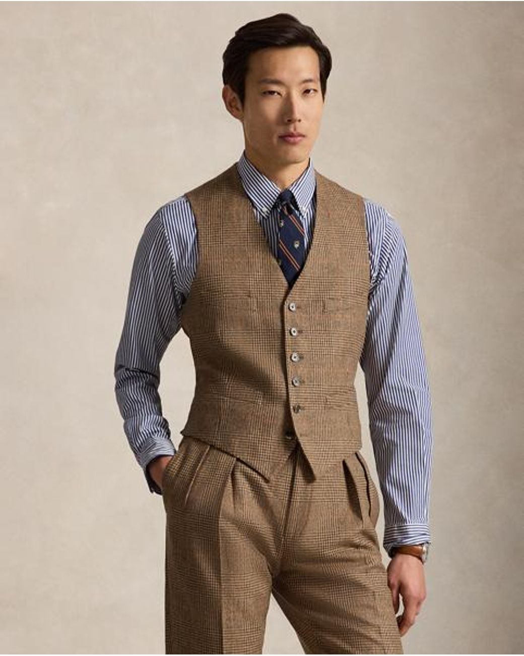 Polo Ralph Lauren Brown Polo Tailored Glen Plaid 3-Piece Suit for men