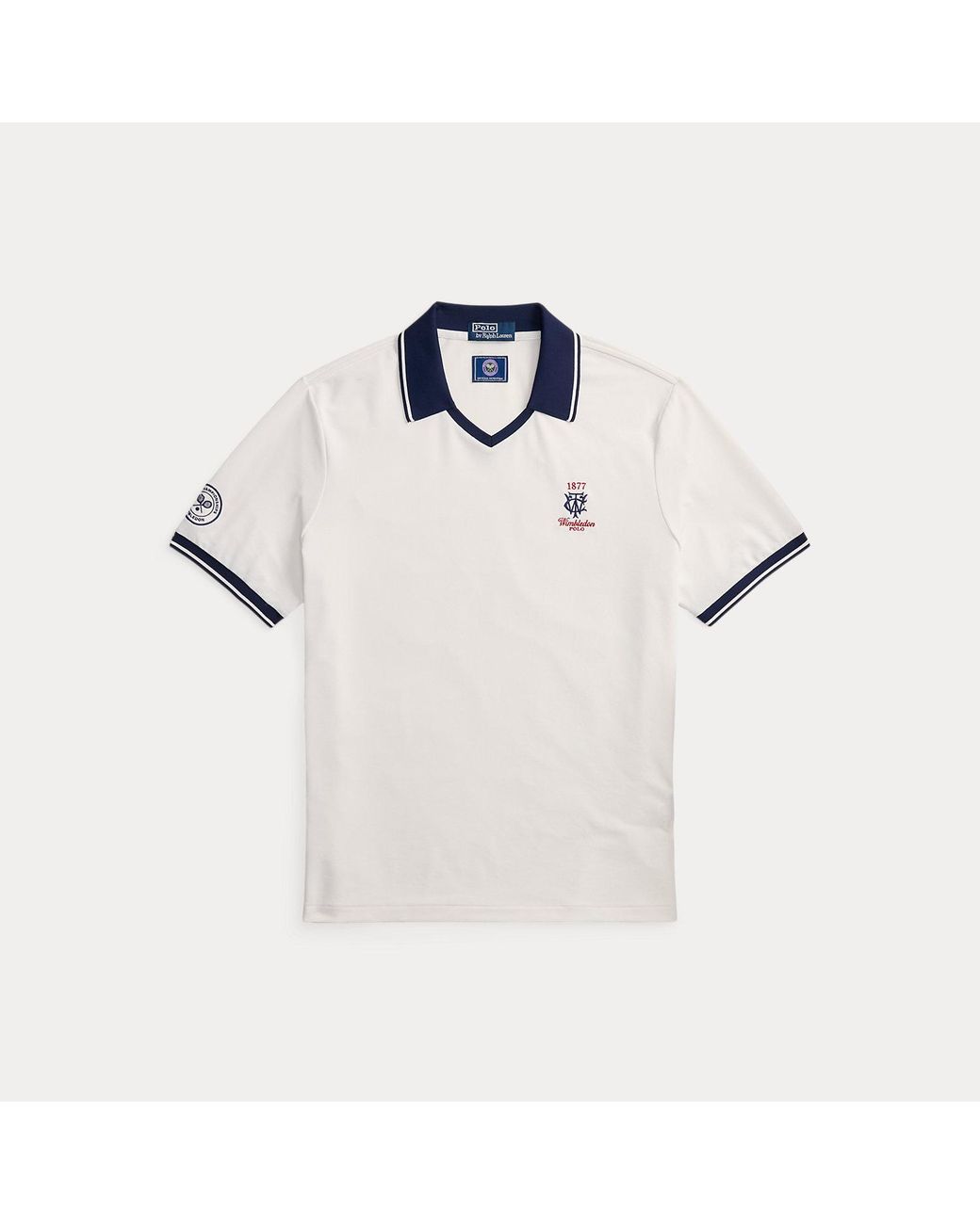Polo Ralph Lauren White Wimbledon Classic Fit Mesh Polo Shirt for men
