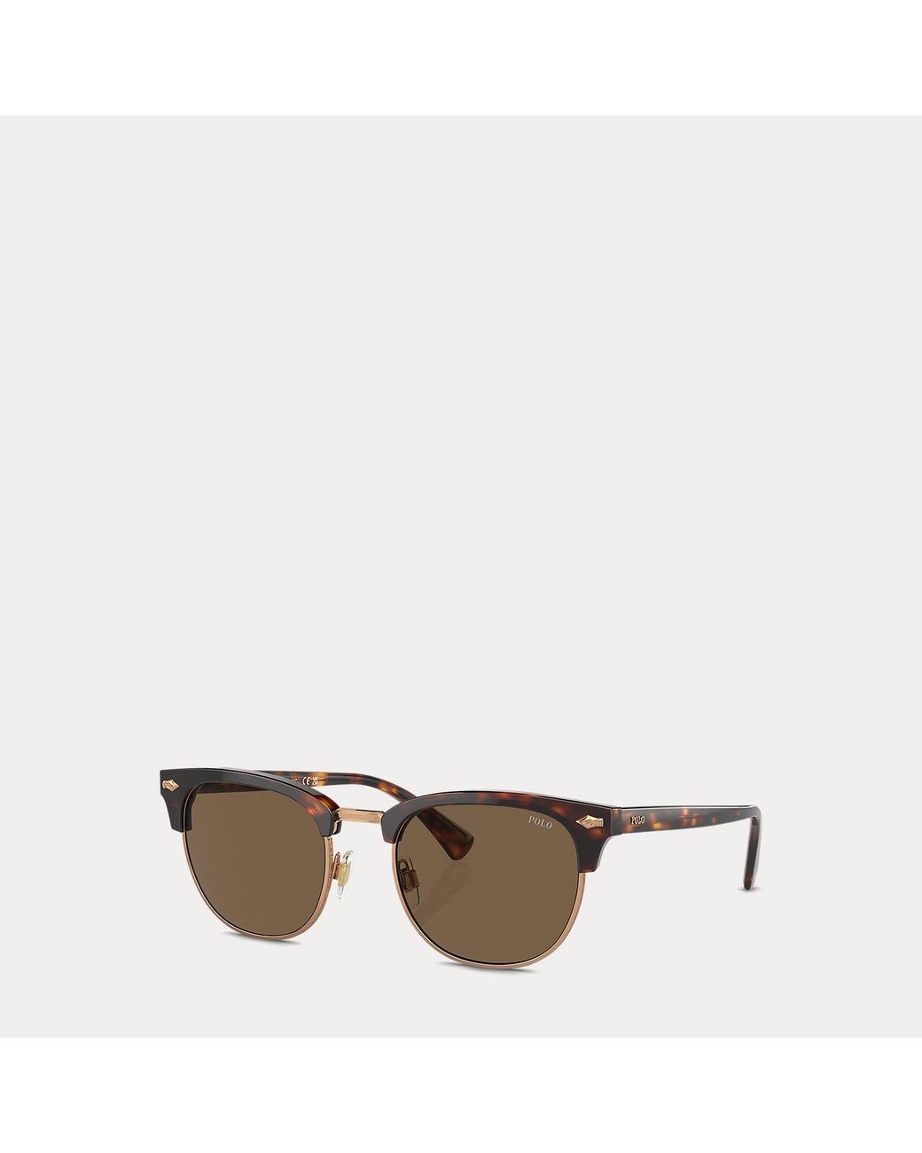 Polo Ralph Lauren Brown Heritage Pen-Pin Round Sunglasses for men