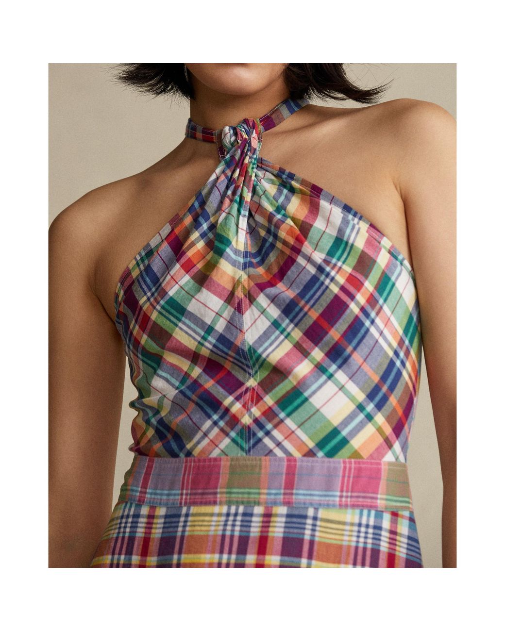 cotton madras halter dress